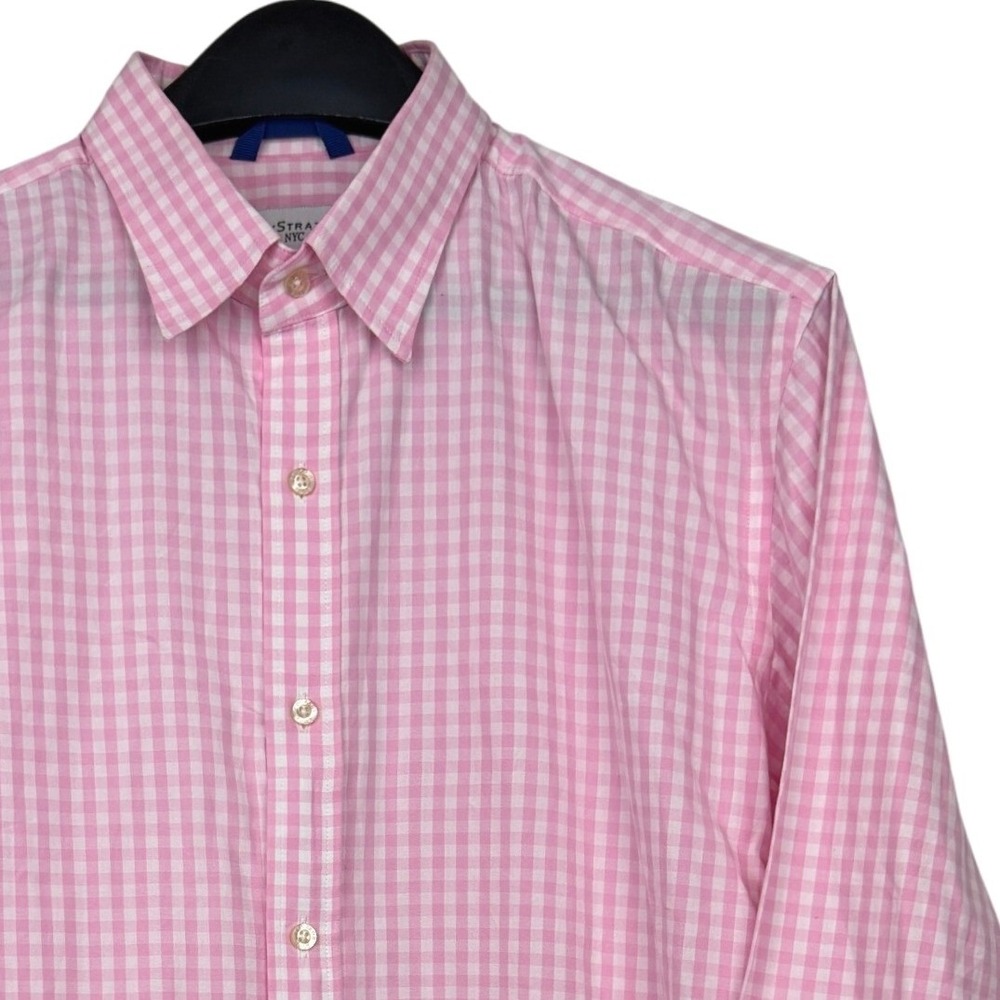 Teddy Stratford NYC Zip Fit Shirt Mens 3 (Medium) Pink Gingham Hidden Zipper